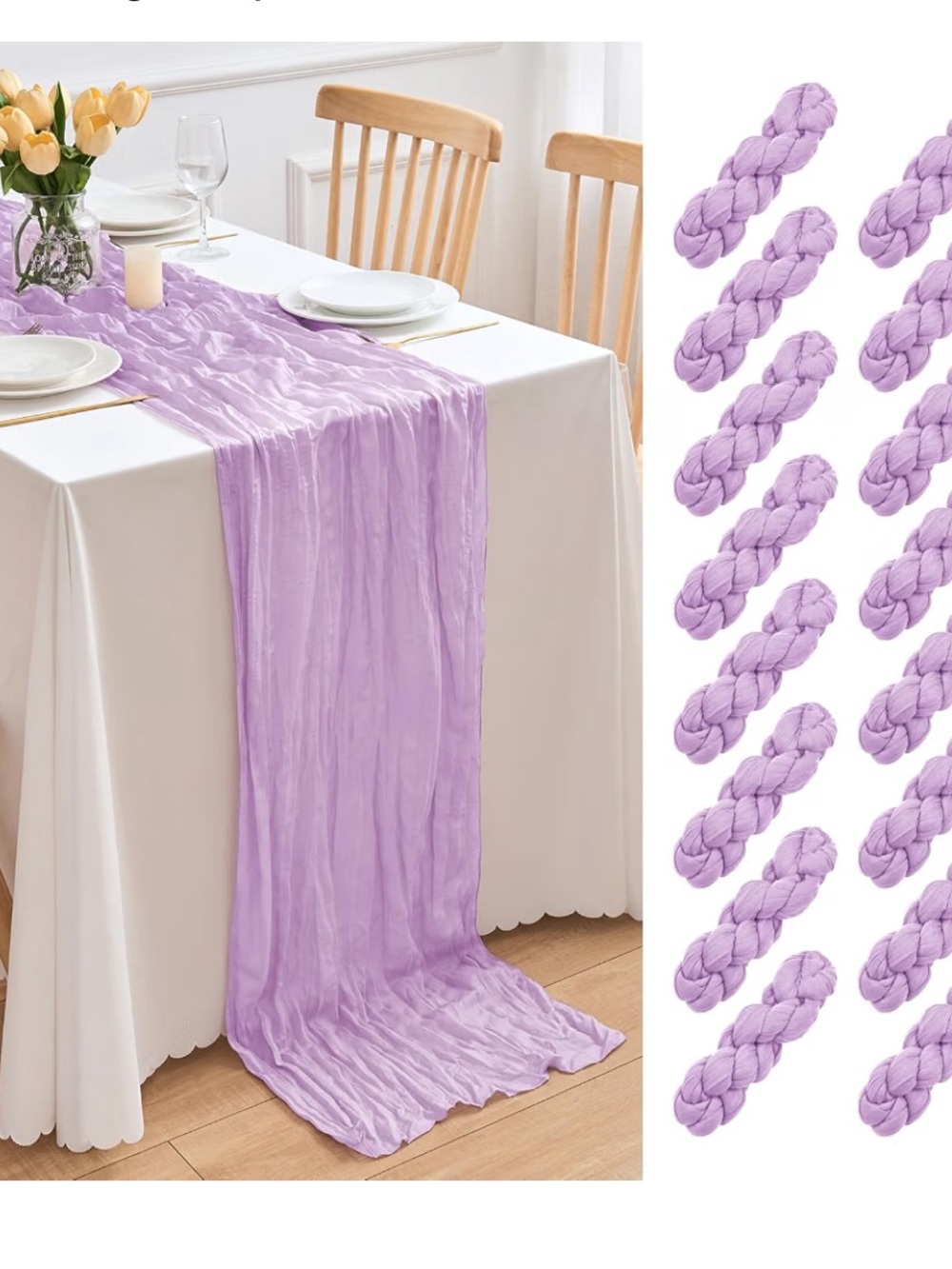 16 Pack Lavender Cheesecloth Table Runner 21.5 x 120 Inches Boho Gauze